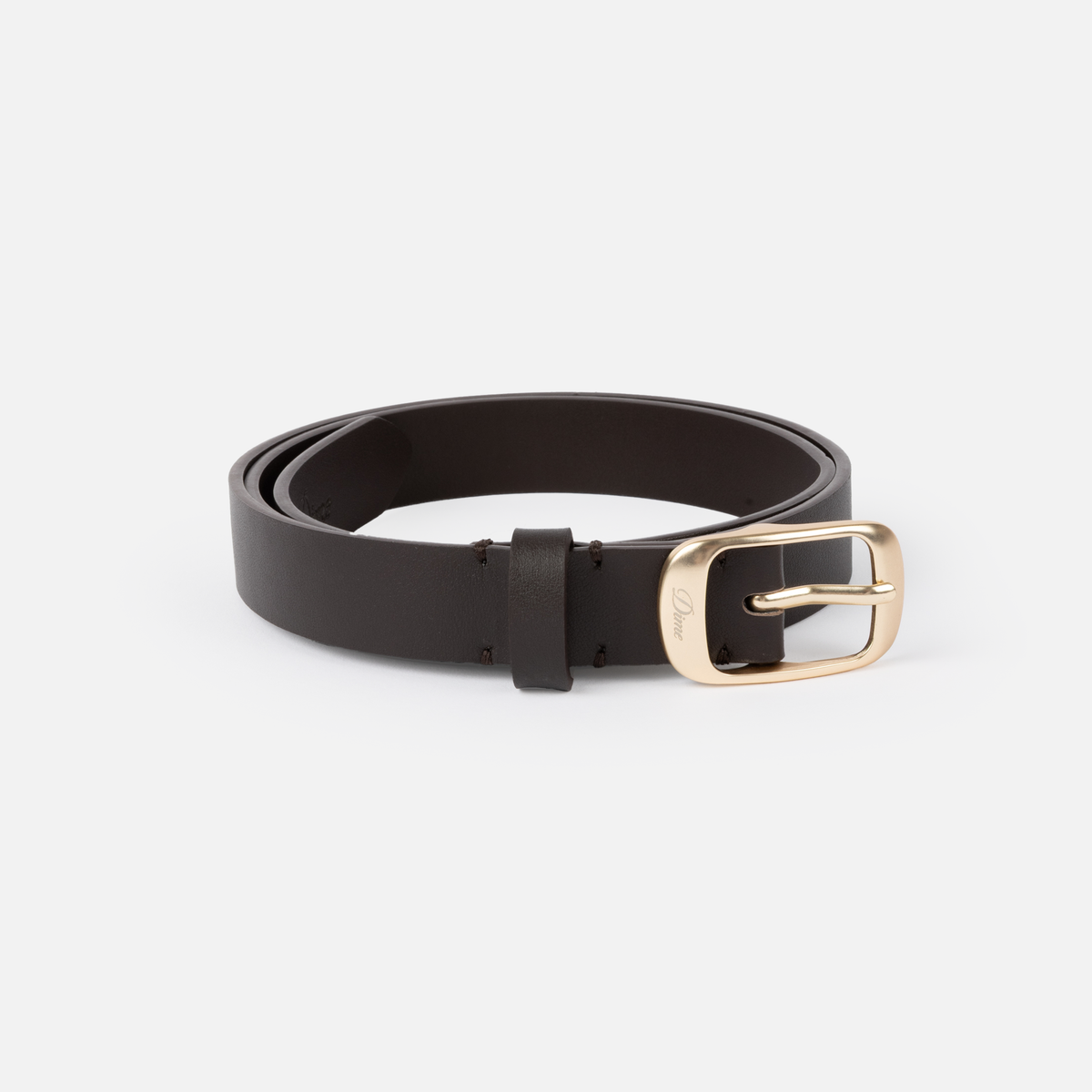 Dime Dress Leather Belt - Brown