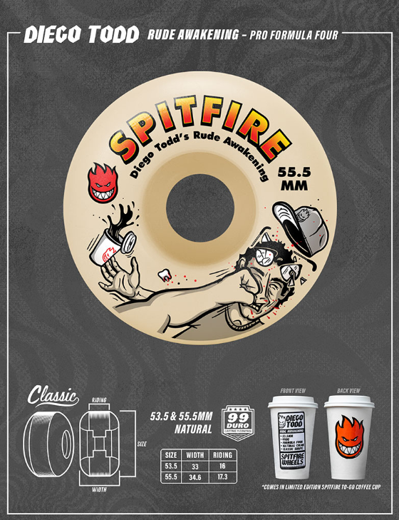 Spitfire F4 99D Diego Todd Rude Awakening Classic Wheels - Natural