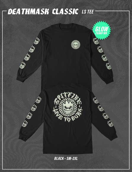 Spitfire Deathmask Classic Glow L/S T-Shirt - Black
