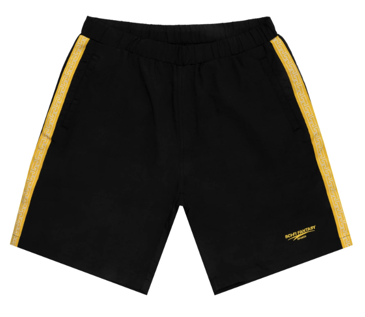 Sci-Fi Fantasy Woven Trim Shorts - Black